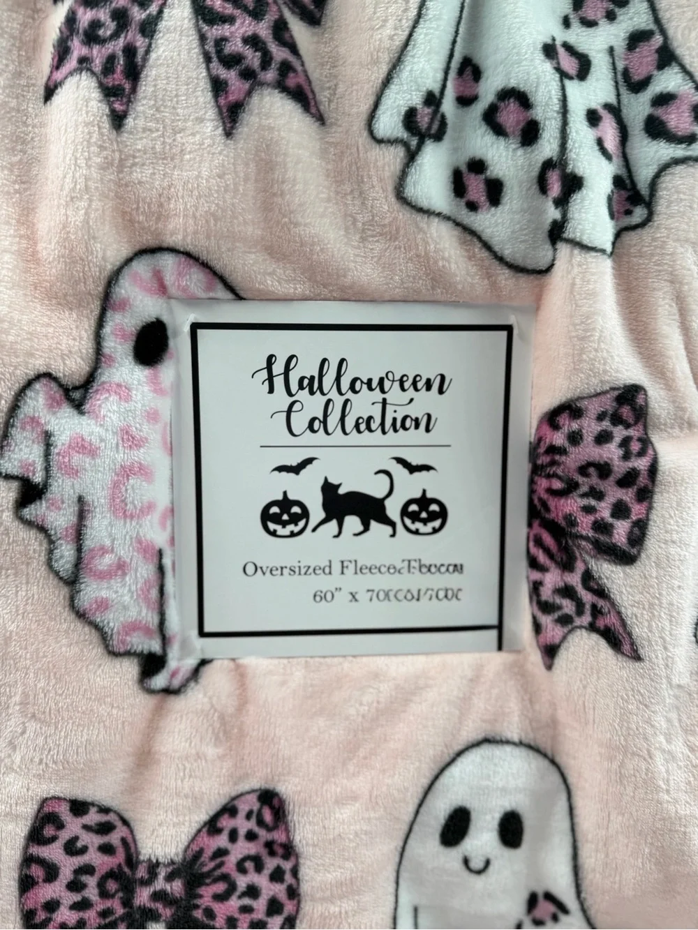 2026 pink coquette ghost fleece throw blanket bows leopard 60x70 new